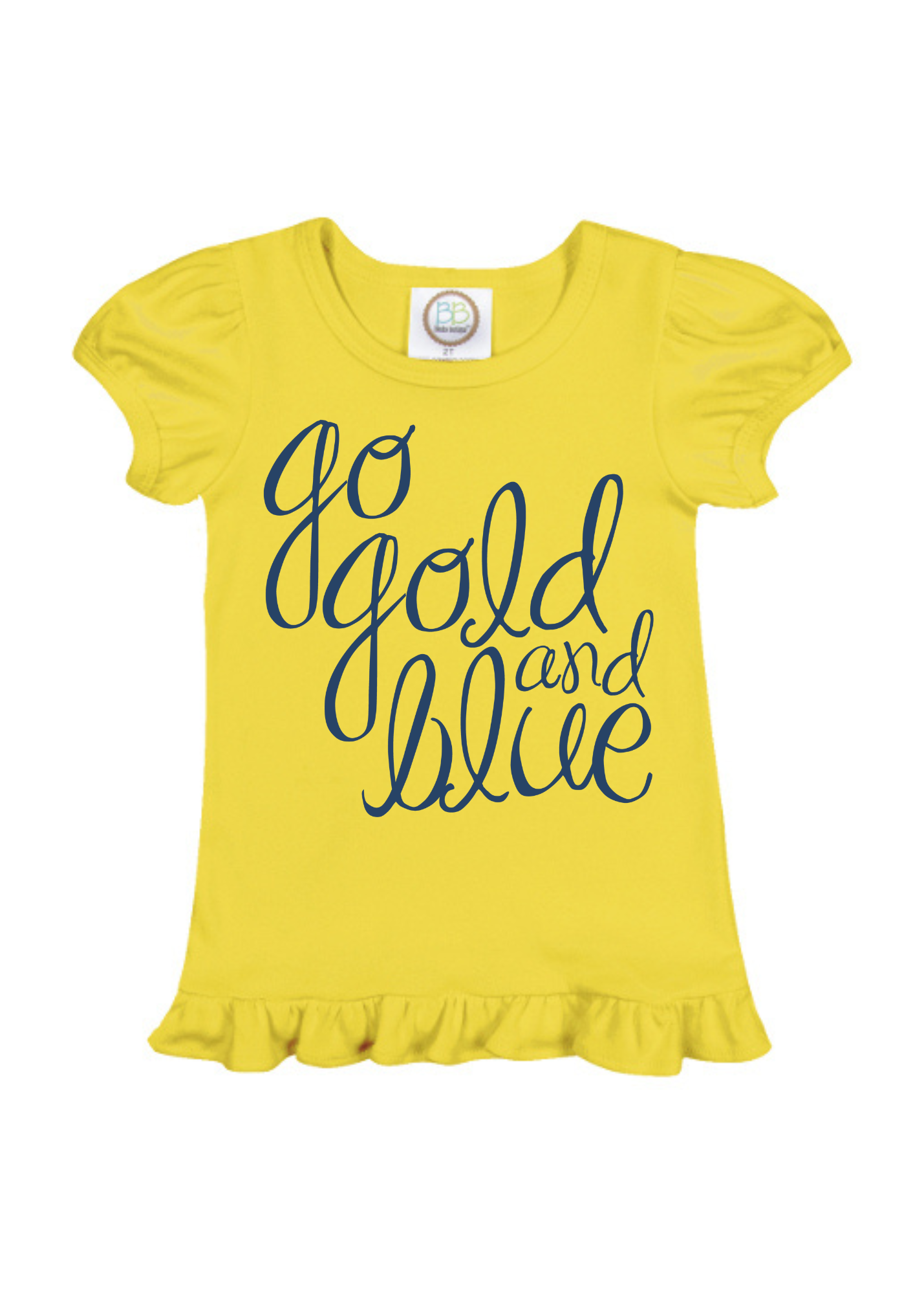 Gold and Blue | Ruffle Tee on Yellow