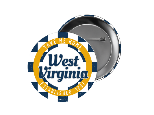 Checkered West Virginia Button