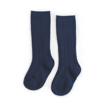 Navy Cable Knit Knee Highs